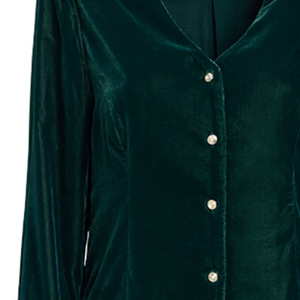 NWT UNTUCKit Green Velvet, Button Down Blouse, 💎 Buttons, M, St. Patrick Day - Picture 6 of 10
